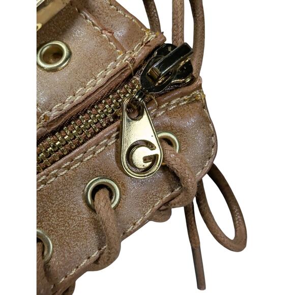 G By Guess Berlyn Women's Tan Combat Boot Sz 8 Lace and Zip Up Gorpcore Gold Zip - Picture 10 of 10